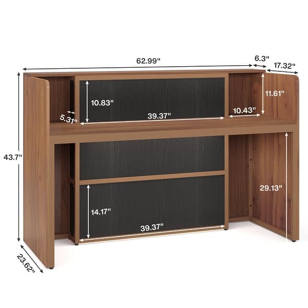 FAAPY Reception Desk Retail Counter With Lockable Drawer &ap; Shelves