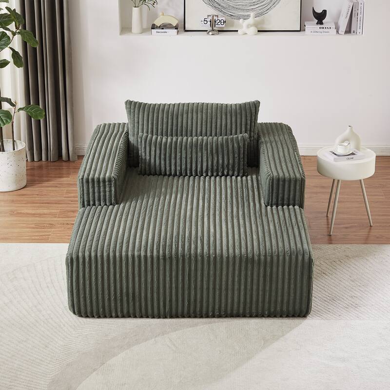 Plush Corduroy Fabric Modular Cloud Sofa with Backrest Pillow for Livingroom 75-Inch Fluffy Sleeper Sofa Bed