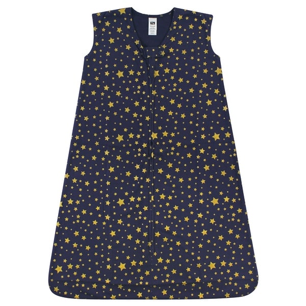 slide 1 of 1, Hudson Baby Infant Cotton Sleeveless Wearable Sleeping Bag, Sack, Blanket, Gold Navy Star 12-18 Months - Gold Navy Star