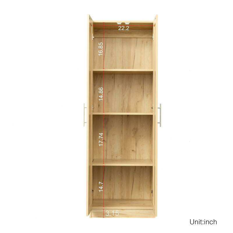 High wardrobe and kitchen cabinet with 2 doors and 3 partitions