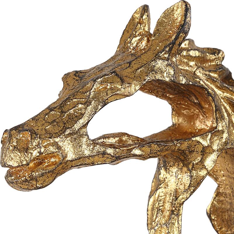 Horse Sculpture with Crystal Base - 14.75" - Gold and Clear