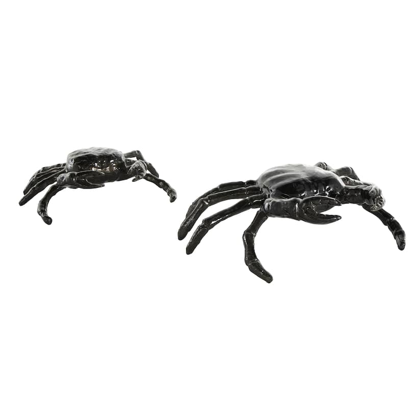 Black Aluminum Metal Crab Decorative Sculpture (Set of 2)