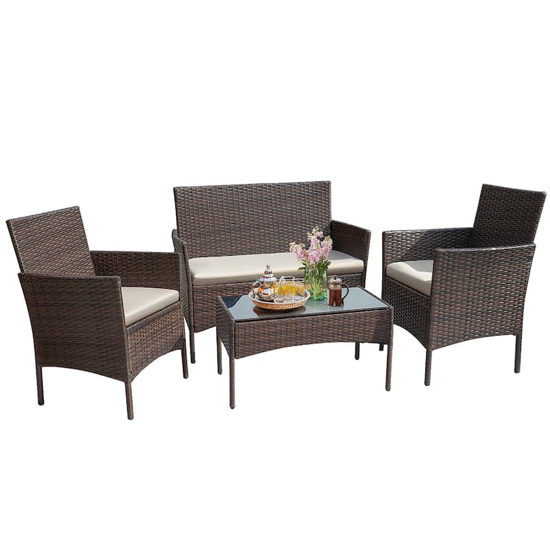 Homall PE Rattan 4-piece Outdoor Patio Set
