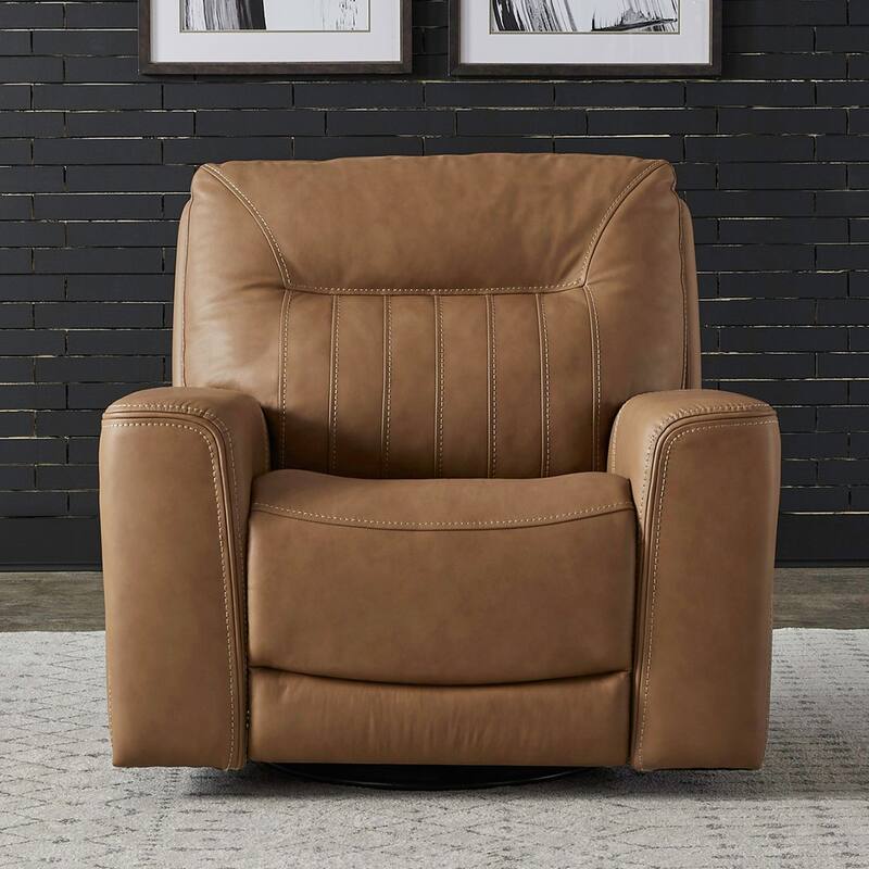 Liberty Furniture Bennett Power Leather Recliner with Charging Port - Butternut Leather Brown