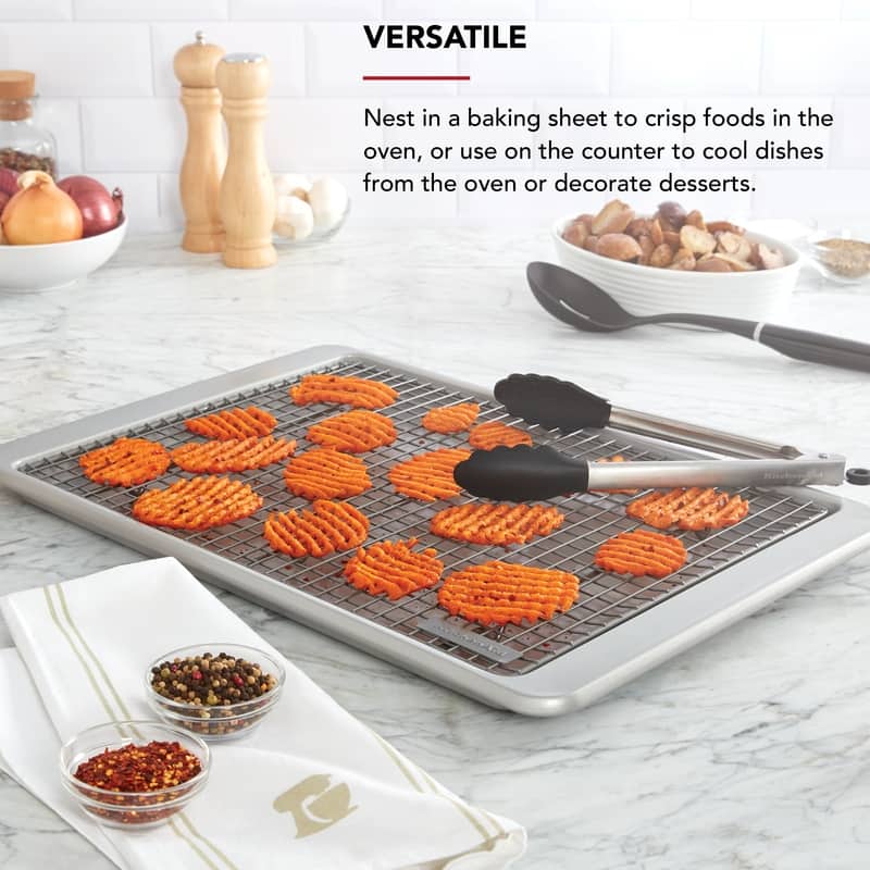 KitchenAid Nonstick Universal Cooling Rack, 13x18 Inch, Silver