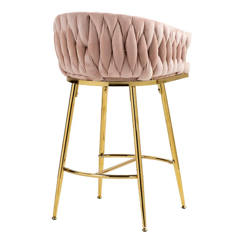 26'' Counter Height Bar Stools Velvet Kitchen Island Counter Bar Stool With Hand- Wave Back