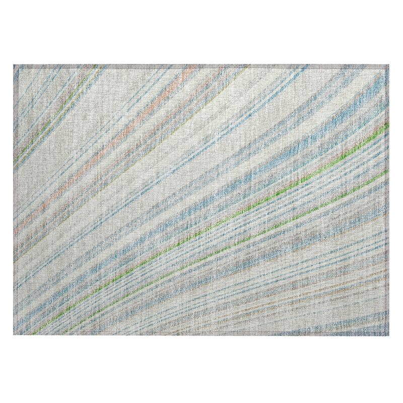 Machine Washable Indoor/ Outdoor Stripe Wave Chantille Rug