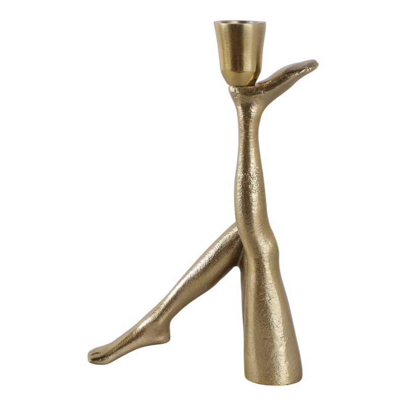 Metal Aluminum Pillar Holder with Sculptural Leg-Shaped Design