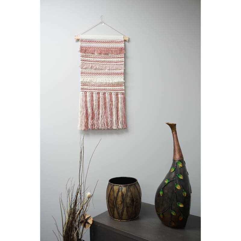 Home&Manor Wool and Cotton Macrame Wall Hanging with Rod Included - Exact Size