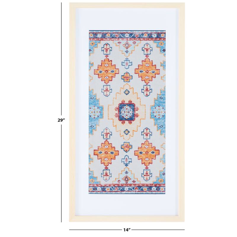 SAFAVIEH Neelu 29-inch Blue/Orange Framed Textile Wall Art
