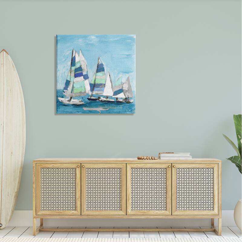 Stupell Nautical Striped Sail Boats Summertime Ocean Painting Canvas Wall Art, Design by Katrina Craven