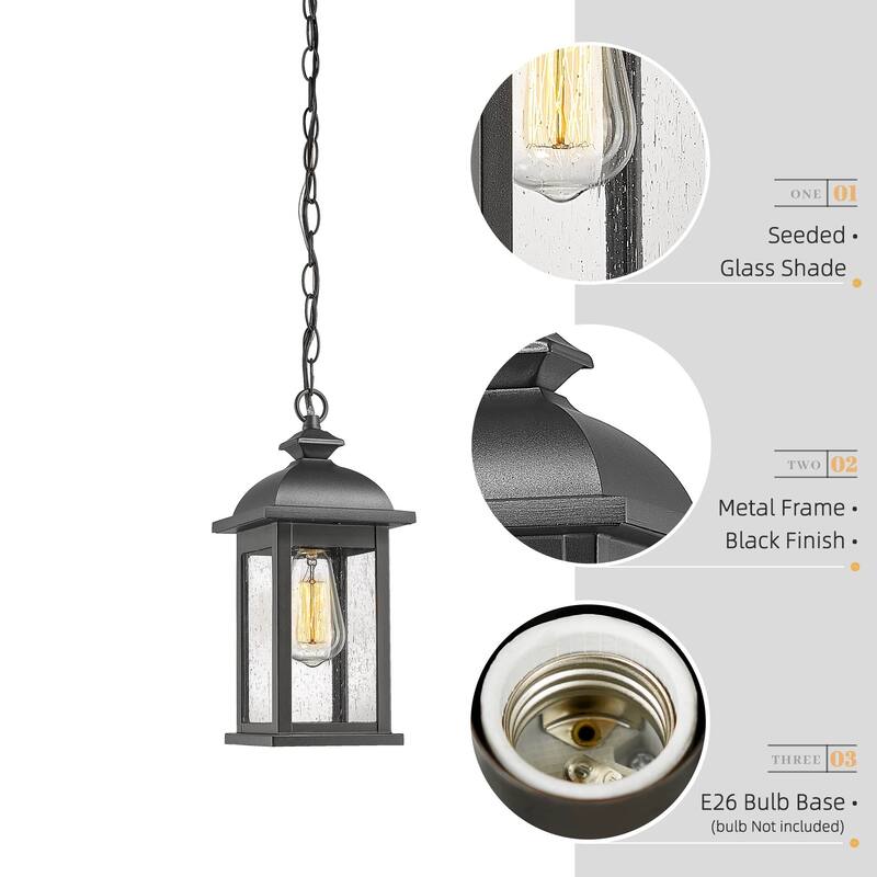 19 Inch Outdoor Pendant Light, Seeded Glass - 19.1 Inch