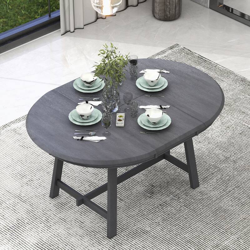 Round Extendable Wood Dining Table