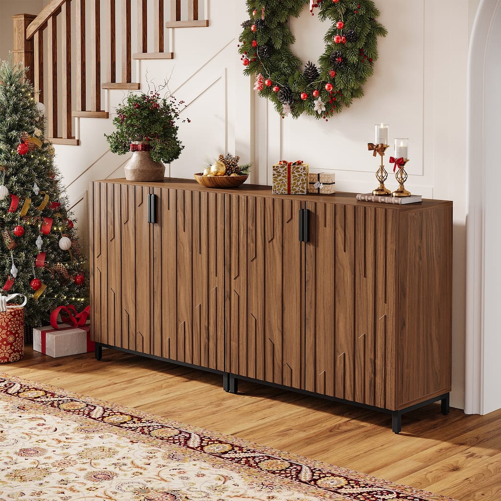 Sideboard Buffet Cabinet, Adjustable Shelves Storage Cabinet, Dining Room Coffee Bar Kitchen Accent Cabinet