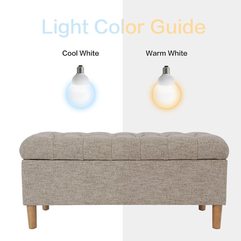 HomePop Button Tufted Top Storage Bench with Wood Legs