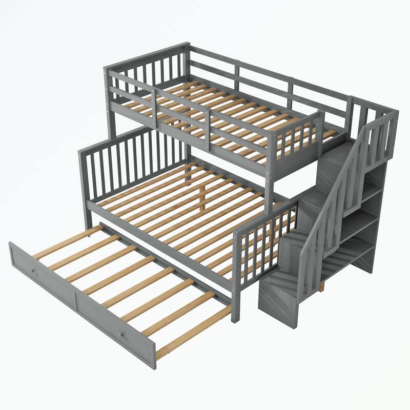 Stairway Twin-Over-Full Bunk Bed with Twin size Trundle