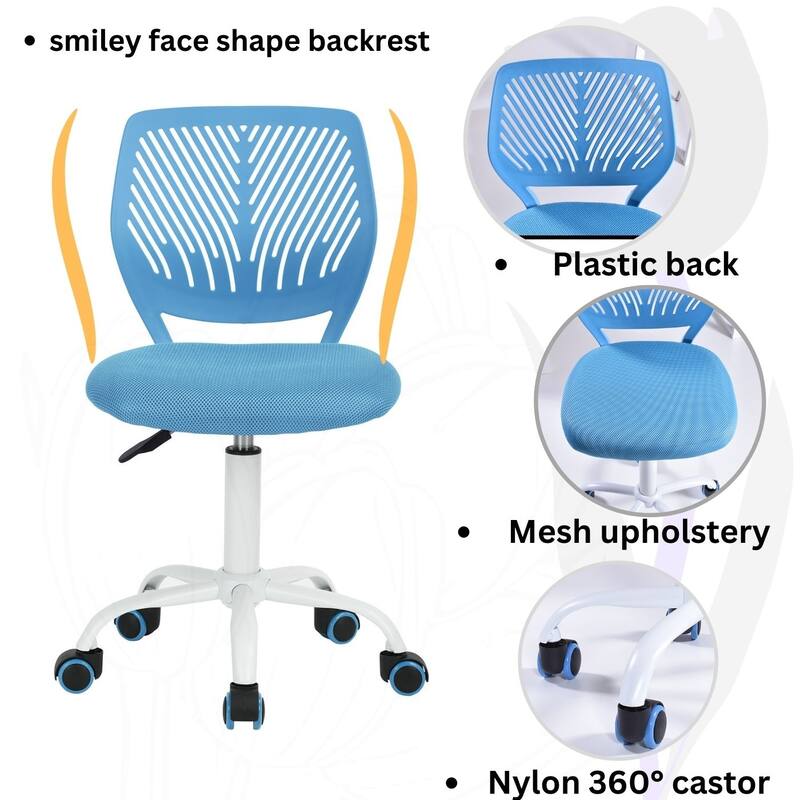 Writing Task Chair 360 Swivel,Low Mid PP Mesh Back Fabric Seat, Height Adjustable