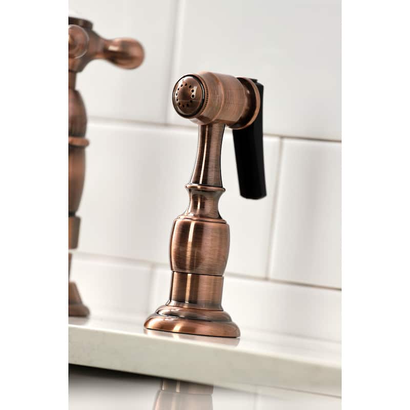 Heritage Bridge Kitchen Faucet with Brass Sprayer