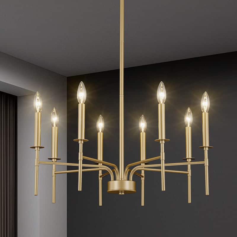 Starsky 8-Light 27'' Traditional Classic Candle Farmhouse Chandelier