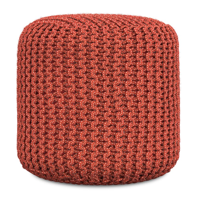 WYNDENHALL Allish Round Knitted Pouf in Orange Recycled PET Polyester
