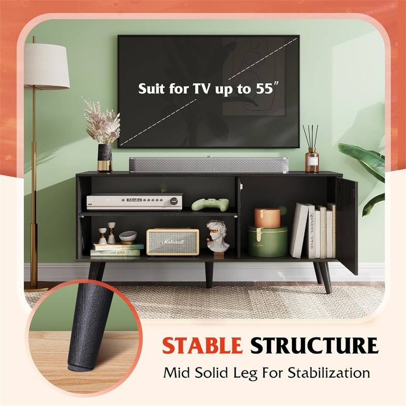 Mid-Century Modern TV Stand - 15.7"D x 55"W x 21.8"H