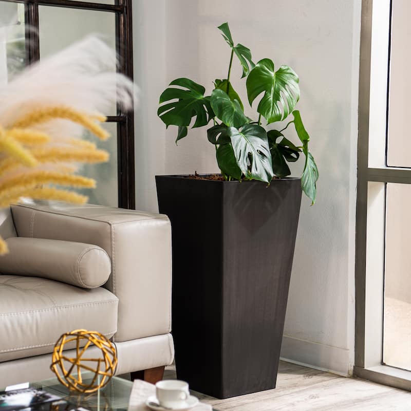 XBrand Modern Square Tapered Planter – 28" or 30" Tall, Indoor & Outdoor Use