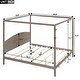 preview thumbnail 4 of 9, King Size Canopy Platform Bed with Headboard and Support Legs, Brown Wash