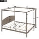 preview thumbnail 4 of 9, King Size Canopy Platform Kids Bed Frame with Headboard & Support Legs, Safety Guaranteed, Easy to Assemble, Brown Wash