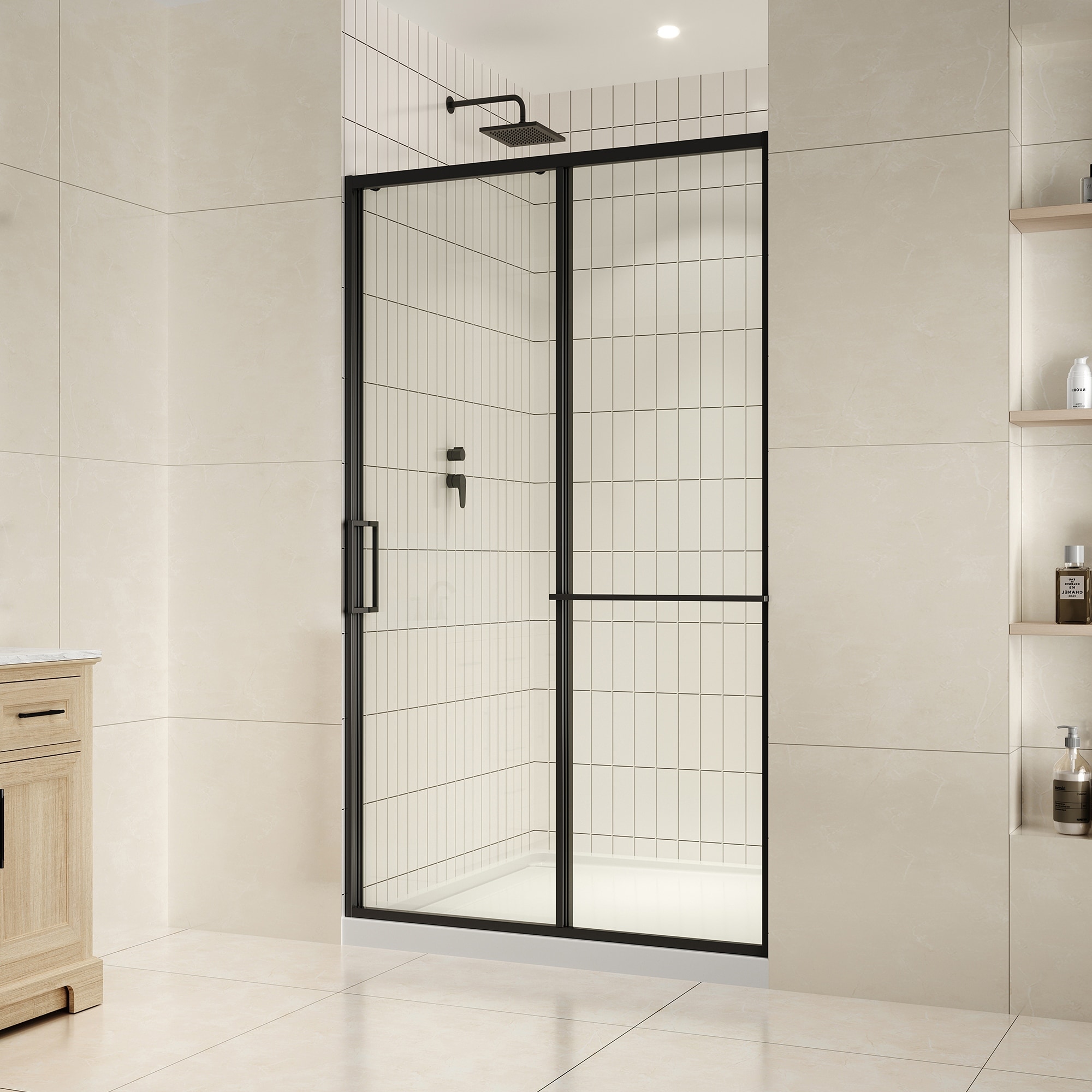 OVE Zora Sliding Clear Alcove Shower Door