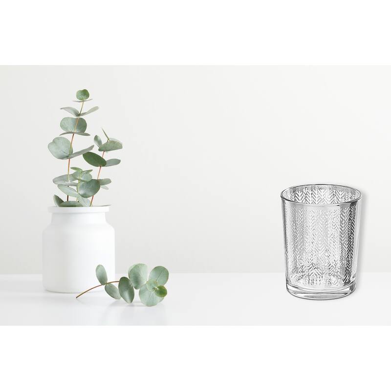 Glass Votive Holder Silver Leaf - N/A