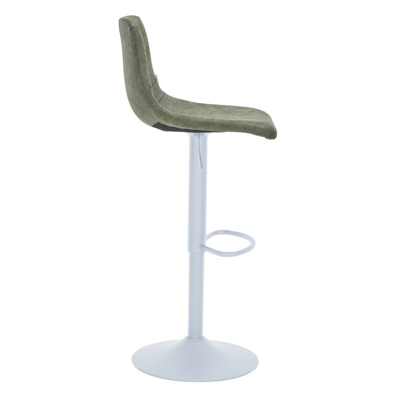 Adjustable Height Bar Stool in Leather Upholstery With White Iron Base Tilbury Collection