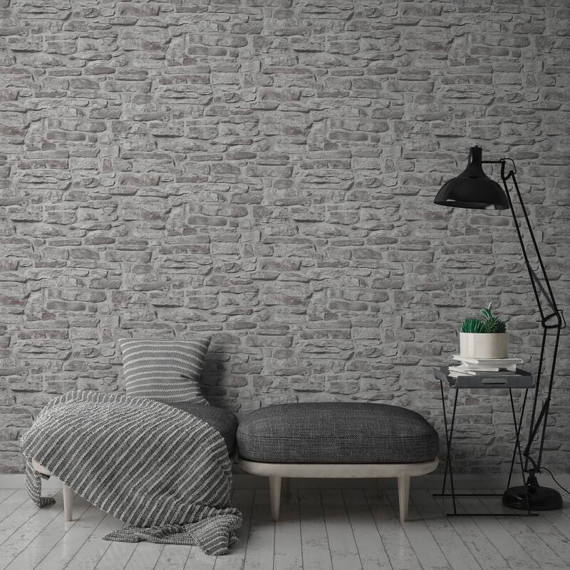 Galerie Wallcoverings Bricks and More Collection Rustic Stone Wall Matte Finish Vinyl on Non-woven Wallpaper Roll