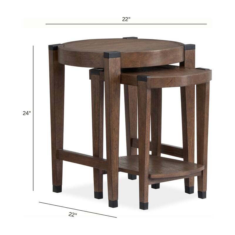 Magnussen Home Kaysen Wallaby and Matte Black Nesting End Table - 22''W x 22''D x 26''H