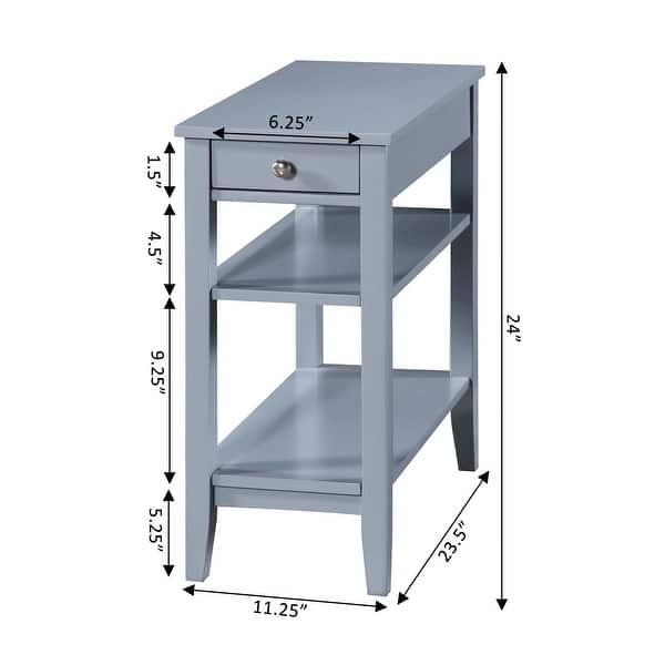 dimension image slide 2 of 12, Convenience Concepts American Heritage 1 Drawer Chairside End Table with Shelves
