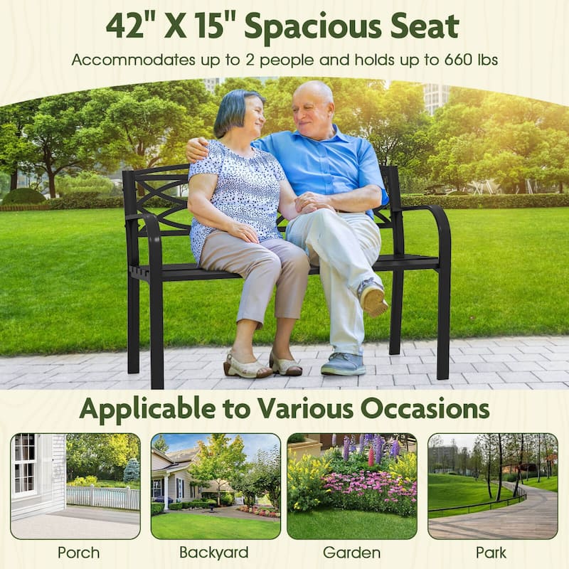 Costway Outdoor Bench 45.5" Patio Garden Bench with Backrest Curved - See Details