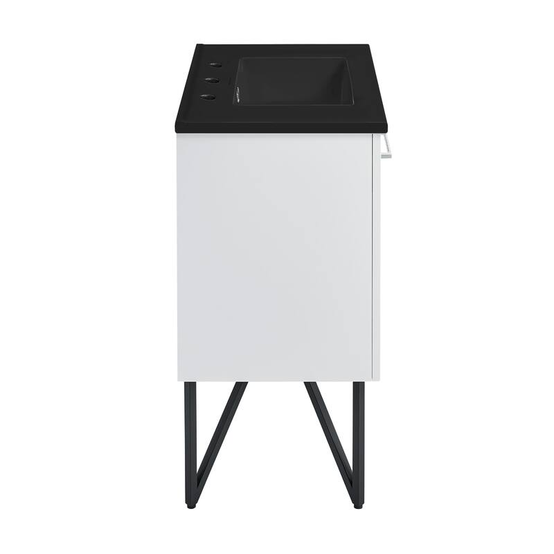 Annecy 36 In. White Bathroom Vanity With Black, 3-Hole Ceramic Sink Top