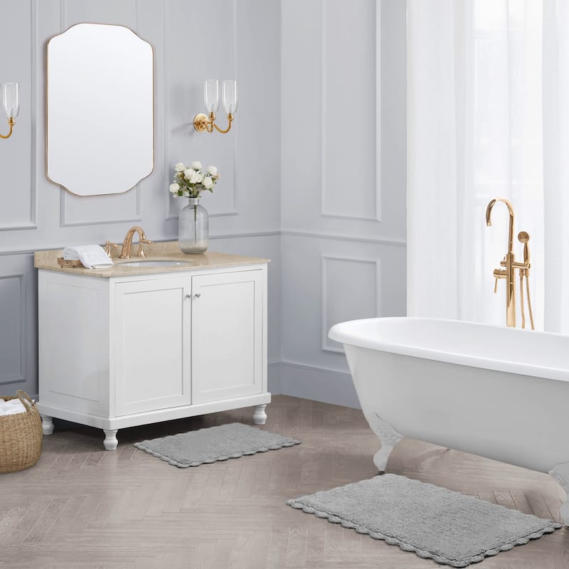 Laura Ashley Heathered Crochet Border Bath Rug