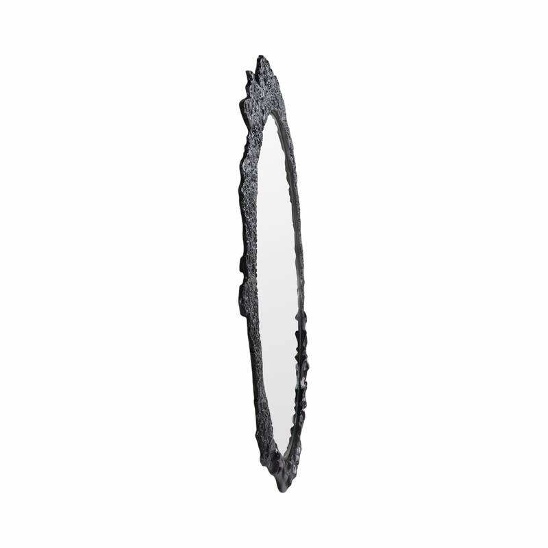 Metal Modern Textured Frame Wall Mirror - Black, 35" - 35.0"