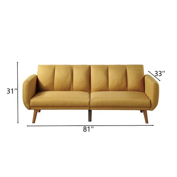 Modern Mustard Color Polyfiber Linen Wood Convertible Sofa Bed with ...