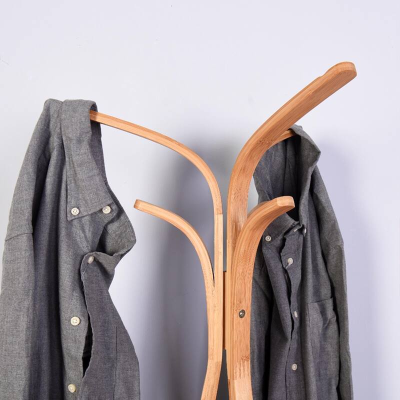 15.1 x 66.9 inch Living Room Bamboo Coat Rack with Storage Rack