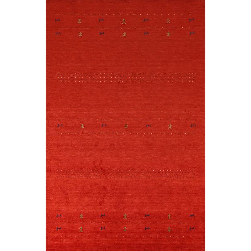 Little Animals Design Gabbeh Indian Rug Handmade Tribal Wool Carpet - 6'7"x 9'11"