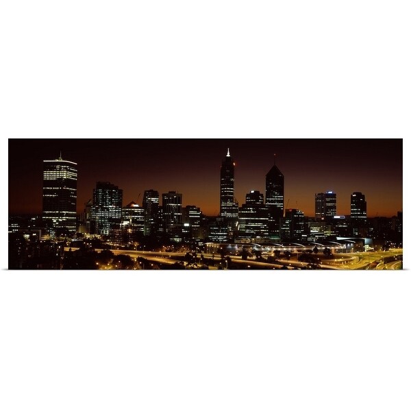 "Buildings lit up at dawn, Perth, Western Australia, Australia" Poster Print
