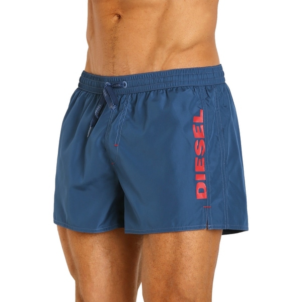 Shop Diesel Mens Coralred Logo Swim Shorts Medium M Blue Trunks, Inseam