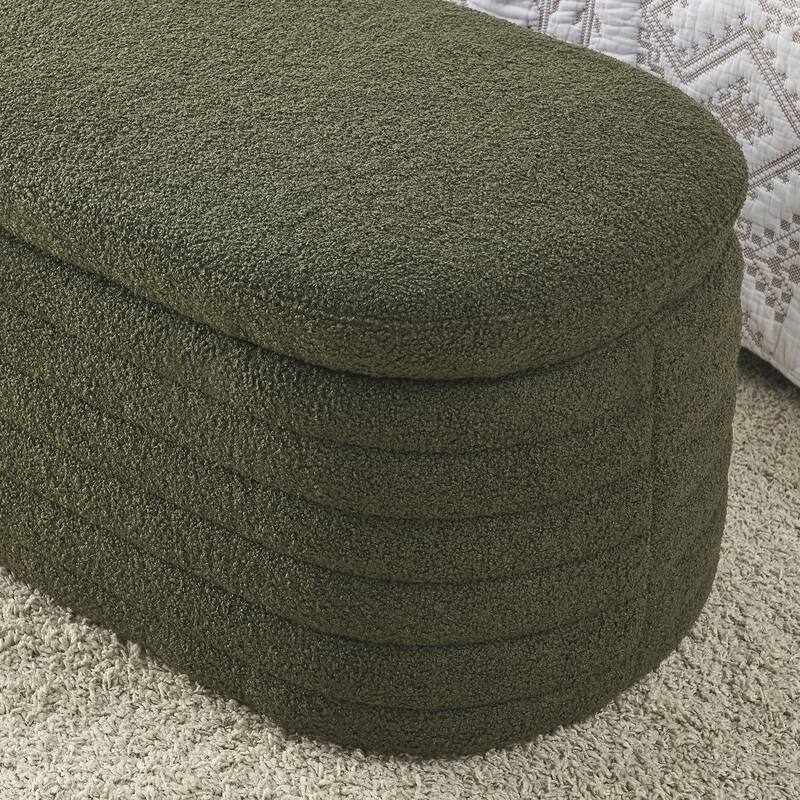 Length 45.5 inchesStorage Ottoman Bench with Safety Hinge