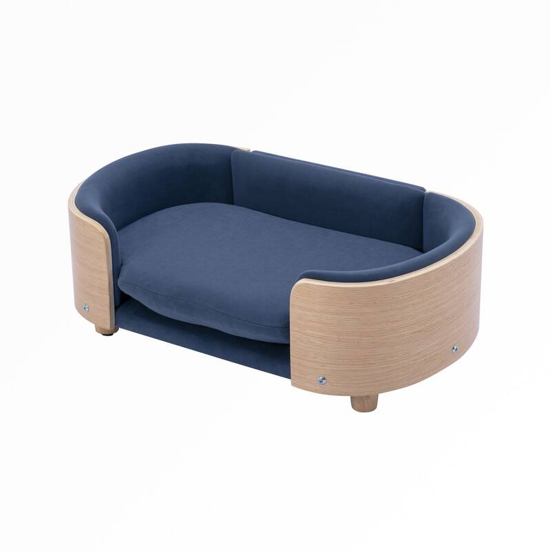 Dog Bed Pet Sofa With Solid Wood legs and Bent Wood Back,Small Size