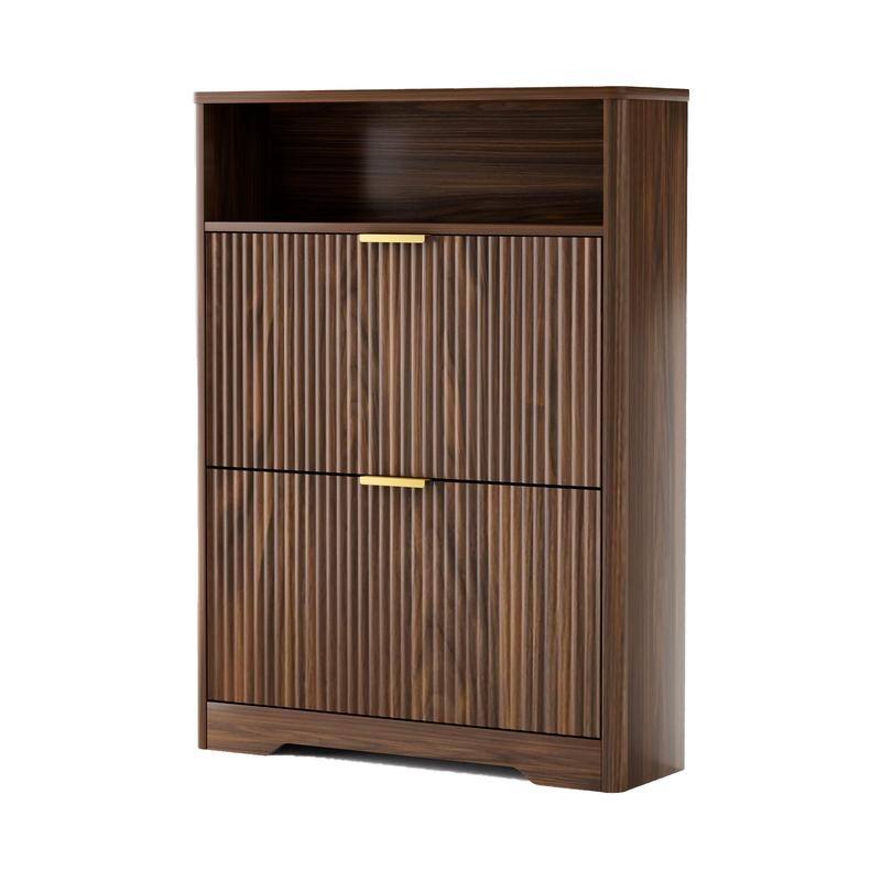 40" Tall Shoe Cabinet Storage for Entryway, Free Standing Organizer with Two Hidden Flip Drawers