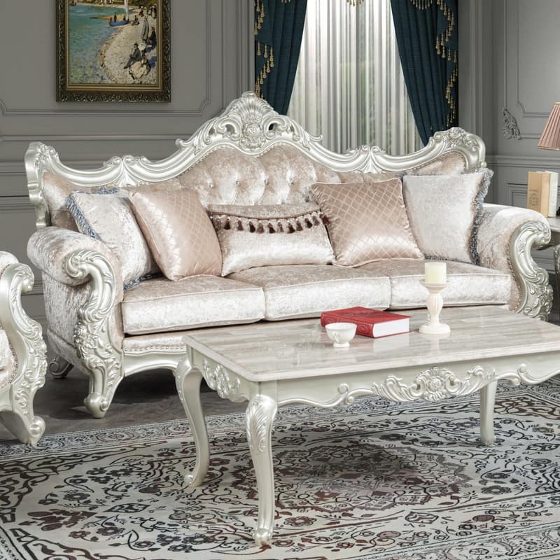 Best Master Furniture Cavari Champagne Pearl Traditional Sofa
