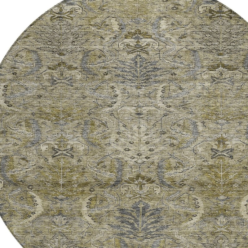 HomeRoots Damask Transitional Rectangle Outdoor Rug