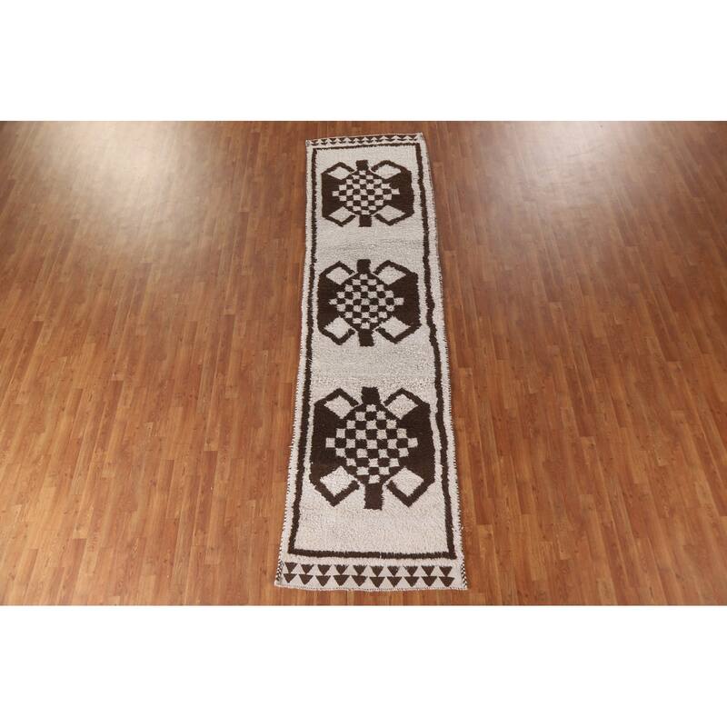 Plush Turkish Anatolian Runner Rug Handmade Wool Carpet - 3'2"x 12'1"