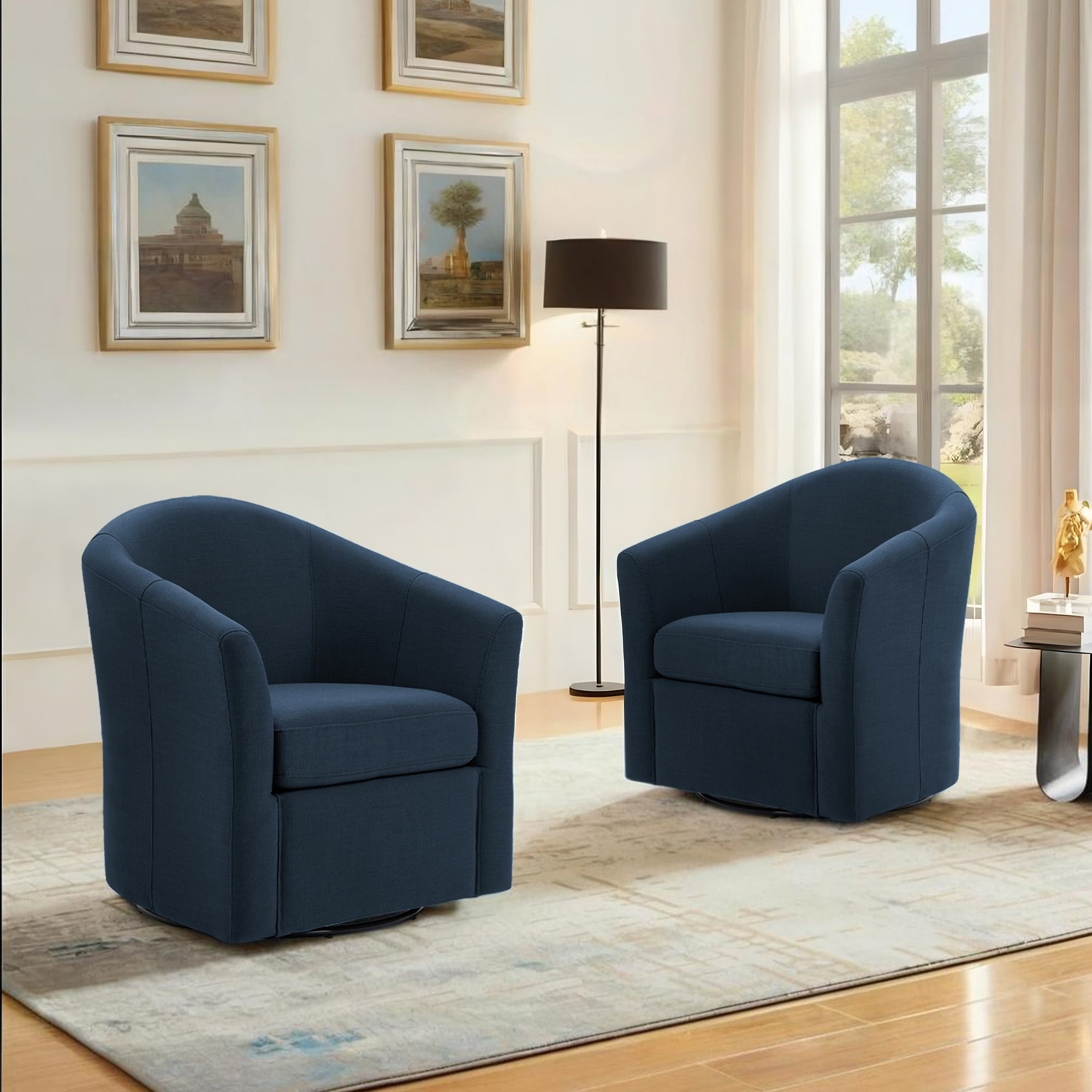Modern Upholstered Swivel Barrel Chair Living Room Accent Chair